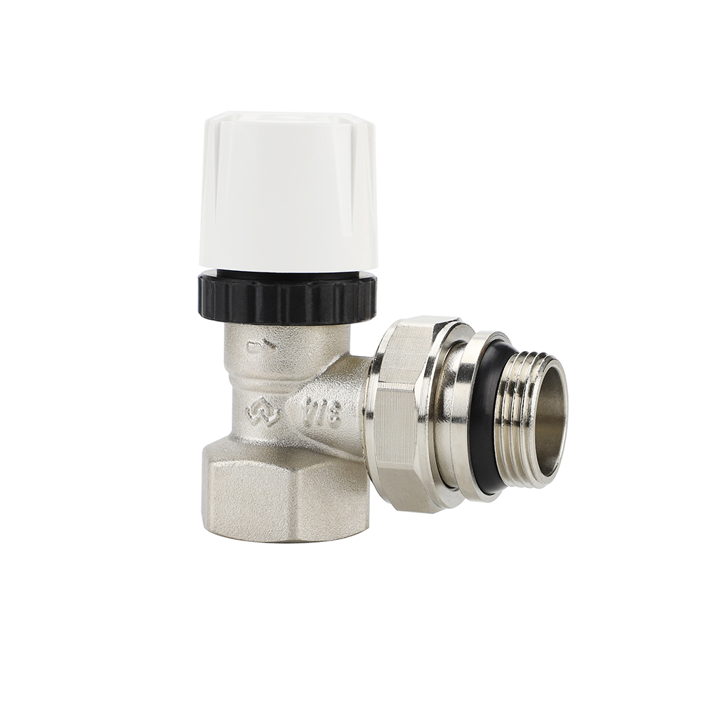 Термостатический клапан (терморегулятор), 3/4" ВР-НР, угловой, с самоуплотняющимся полусгоном
