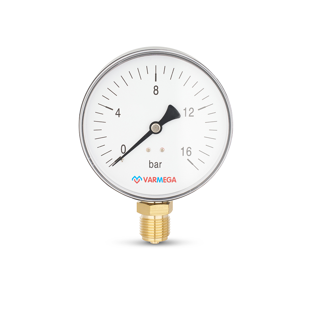 Манометр радиальный, диаметр 100 мм, 16 бар, 1/2"