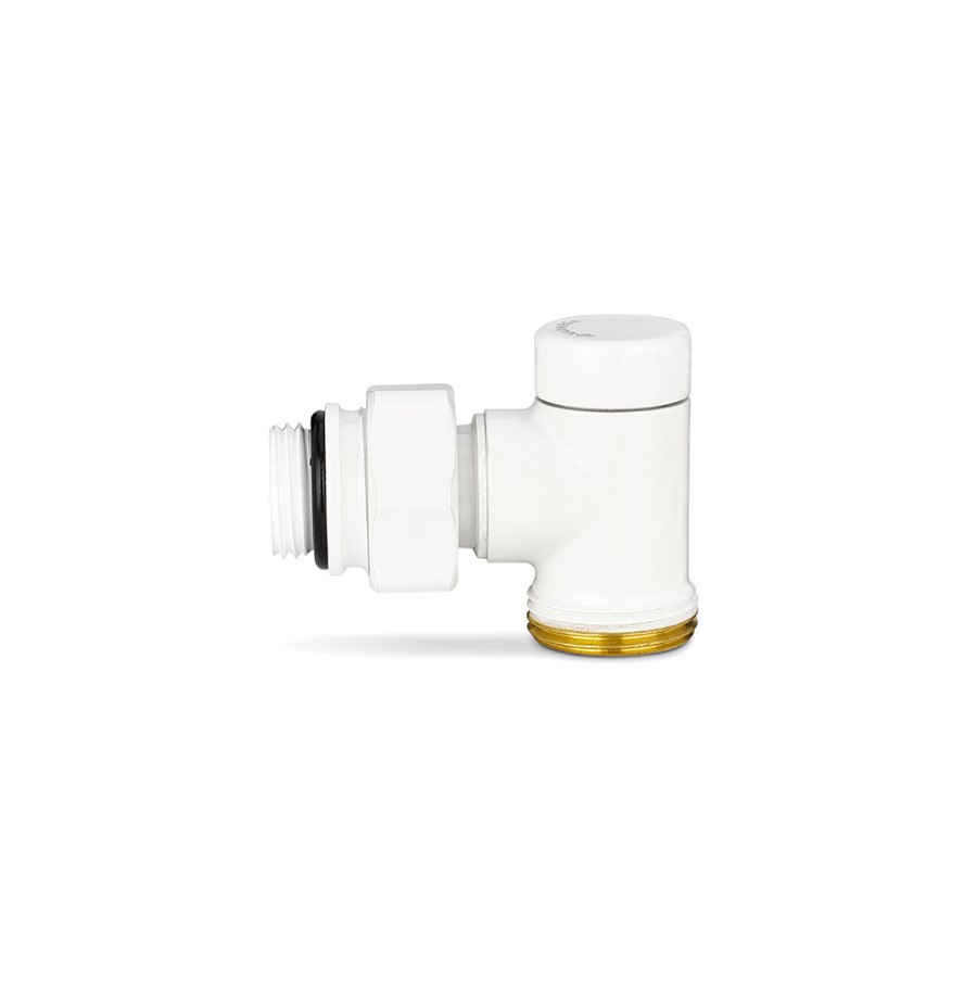 Узел нижнего подключения одинарный, 1/2"х3/4"EK НР, угловой, белый