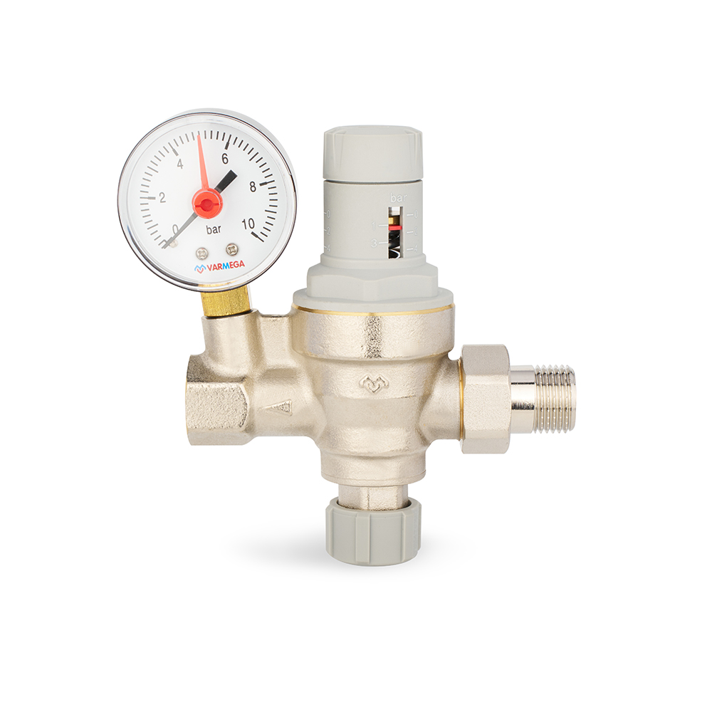 Подпиточный клапан, ВР-НР 1/2", мембранный, с манометром