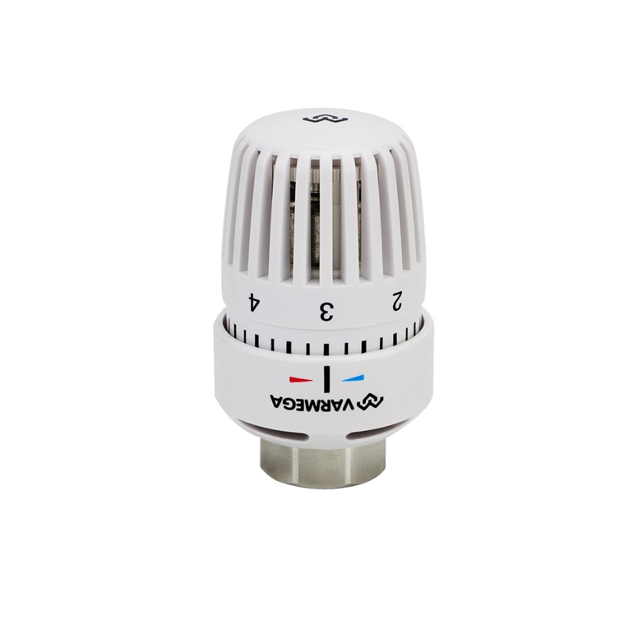 Термостатическая головка (термостат), жидкостная, M30х1.5, с отметкой 0, белая