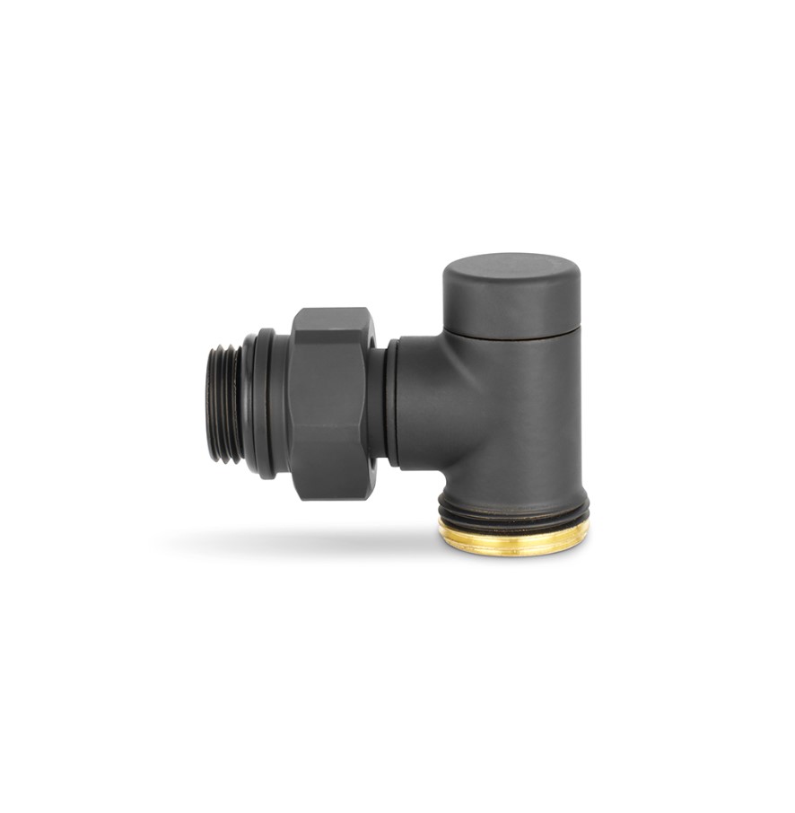 Узел нижнего подключения одинарный, 1/2"х3/4"EK НР, угловой, черный