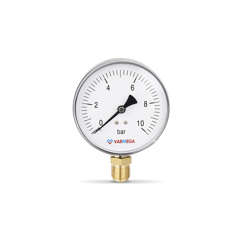 Манометр радиальный, диаметр 100 мм, 10 бар, 1/2"