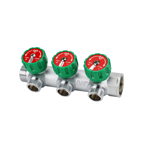 Коллектор регулирующий, 3/4", на 3 выхода 1/2", хромированный